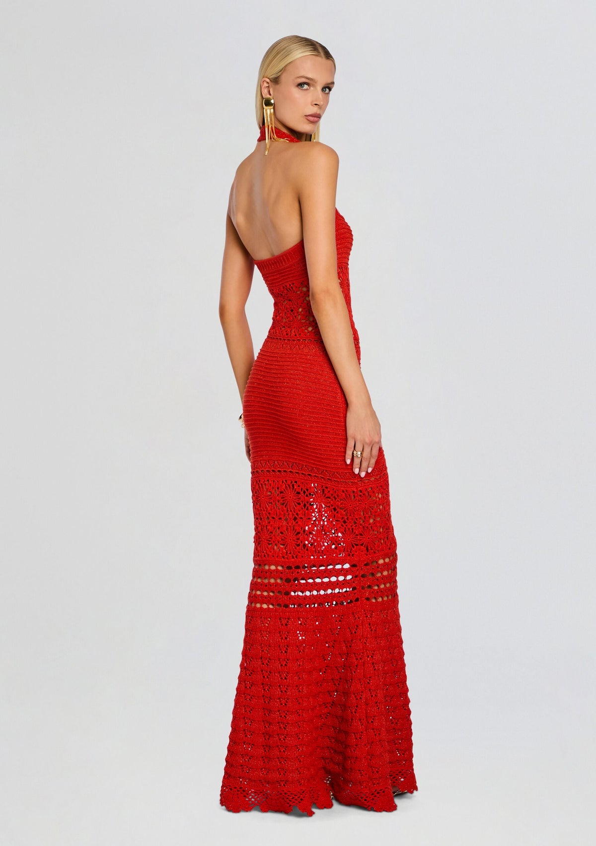Peggie Crochet Maxi Dress by retrofête in Metallic Geranium, product image 4