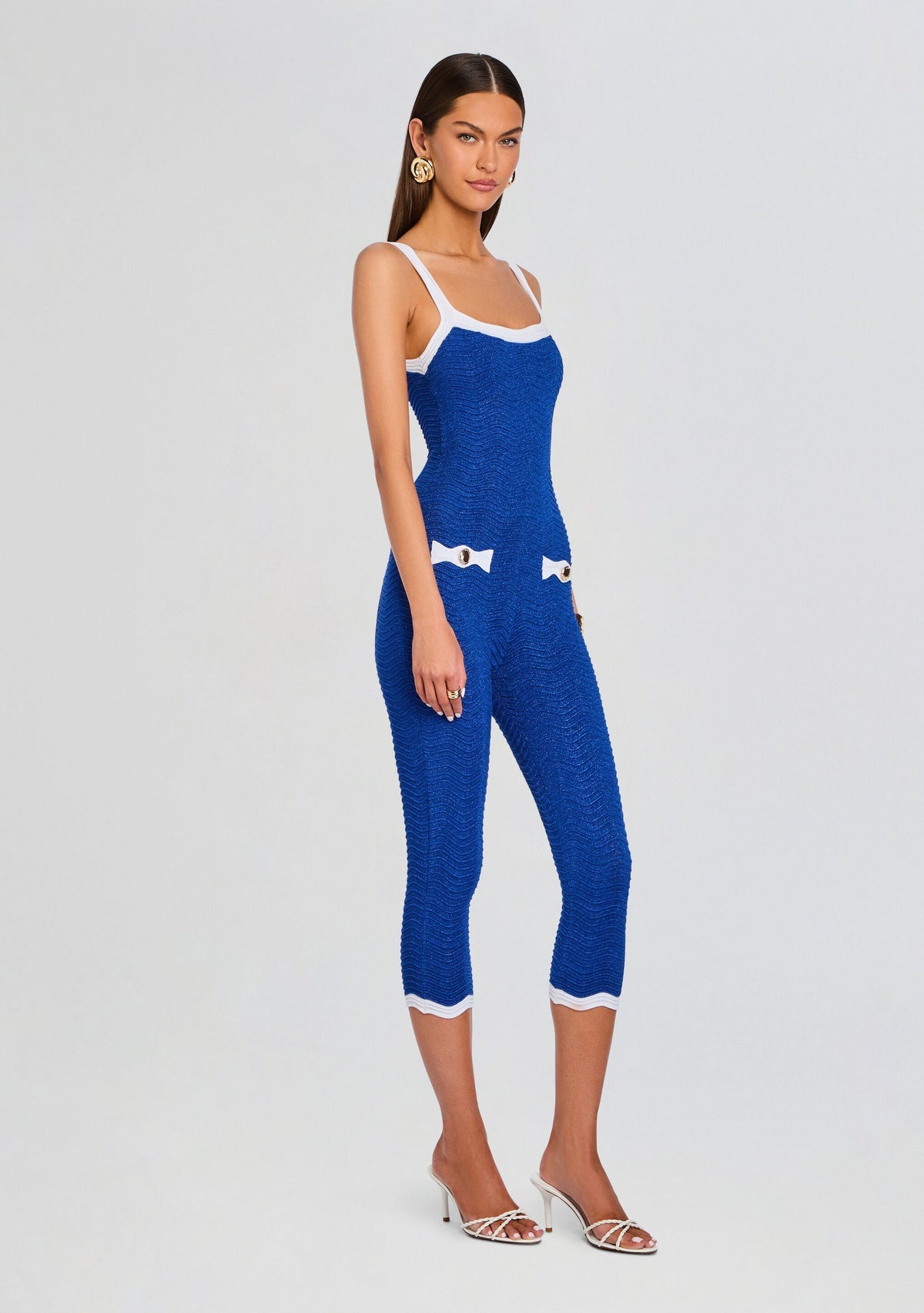 Verene Knit Jumpsuit by retrofête in Santorini / White, product image 3