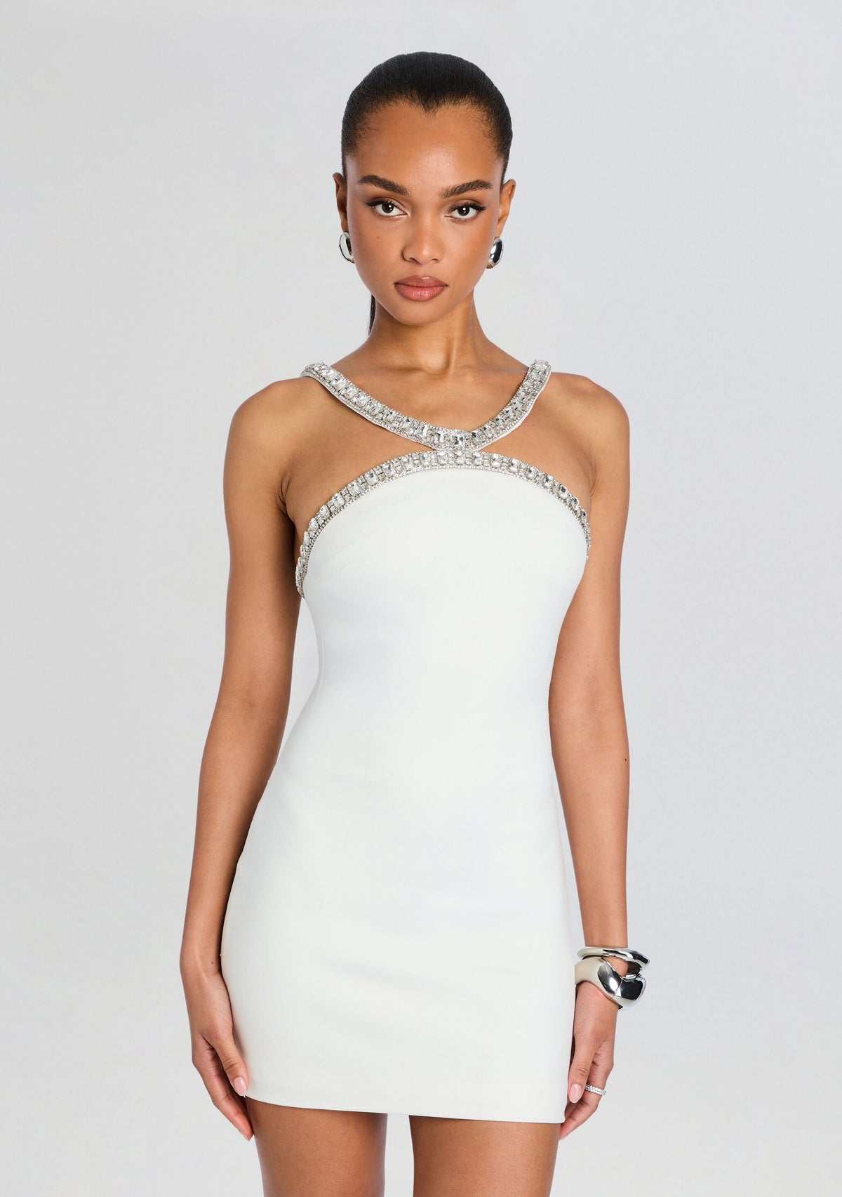 Ailsa Embellished Dress by retrofête in White/Silver, product image 5