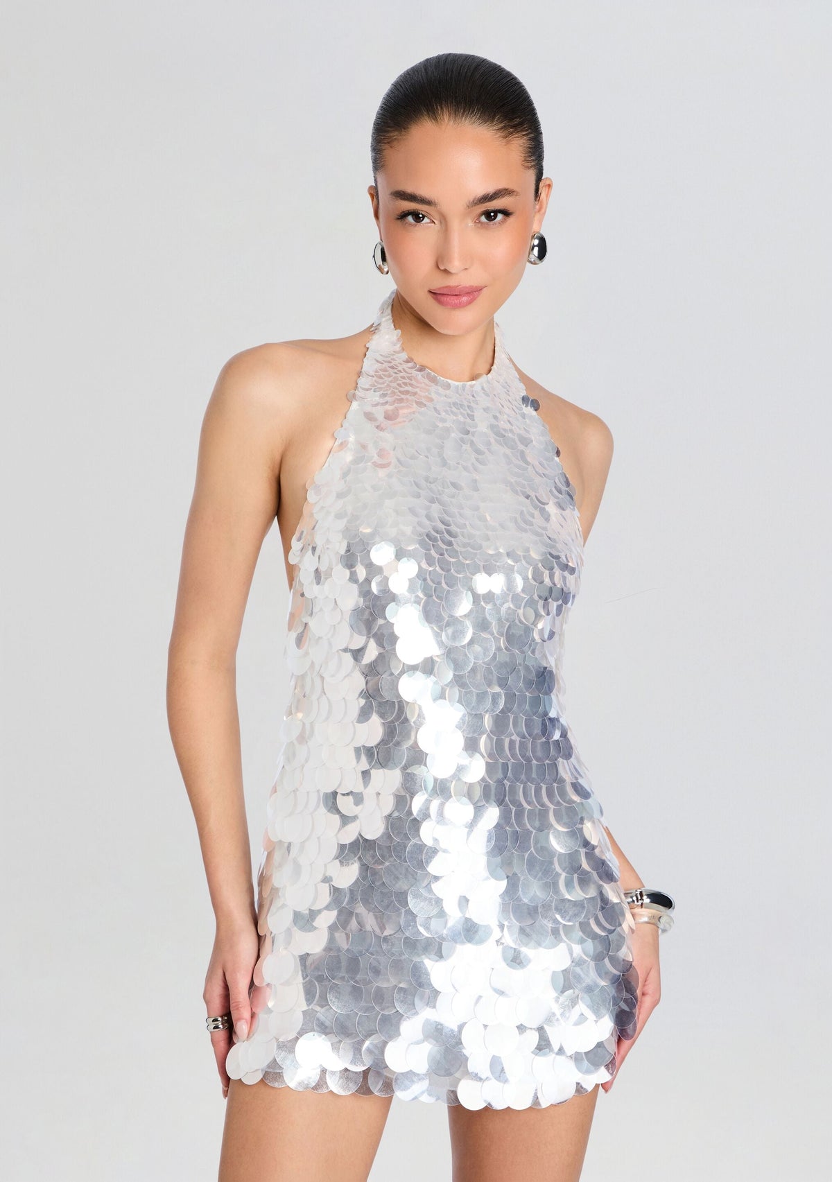 Bondera Sequin Dress by retrofête in Silver, product image 5