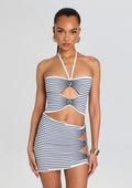 Brea Metallic Knit Top by retrofête in White/Metallic Navy, product image 1