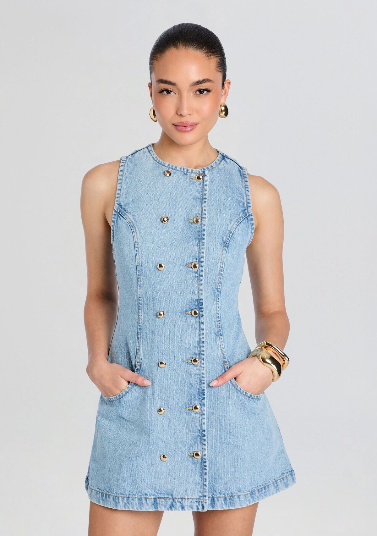Hanna Denim Dress by retrofête in Bleeker, product image 5