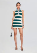 Jones Dress by SEROYA in Ivory Green Stripe, product image 1