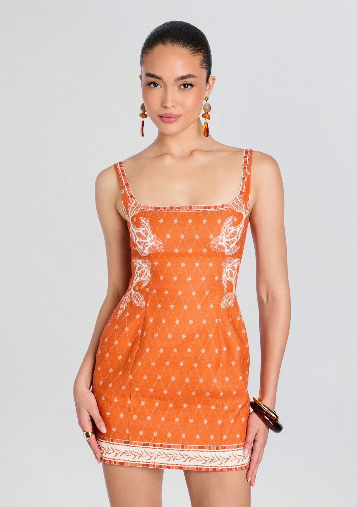 Jordan Mini Dress by Shani Shemer in Orange Mosaic Print, product image 5