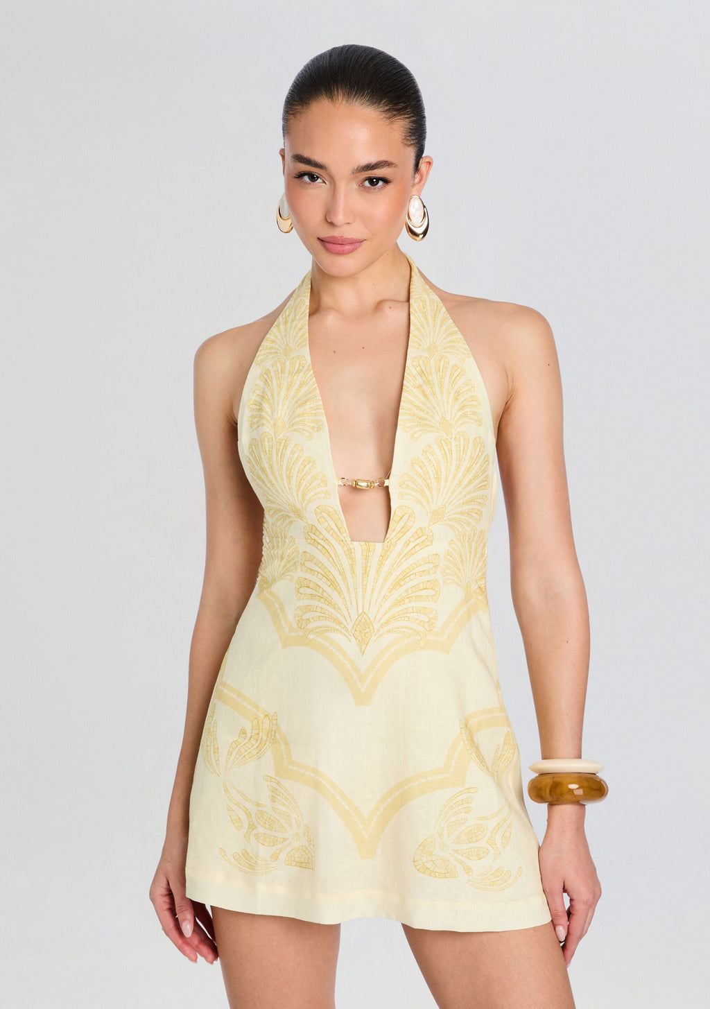 Rae Mini Dress by Shani Shemer in Mustard Mosaic Print, product image 5