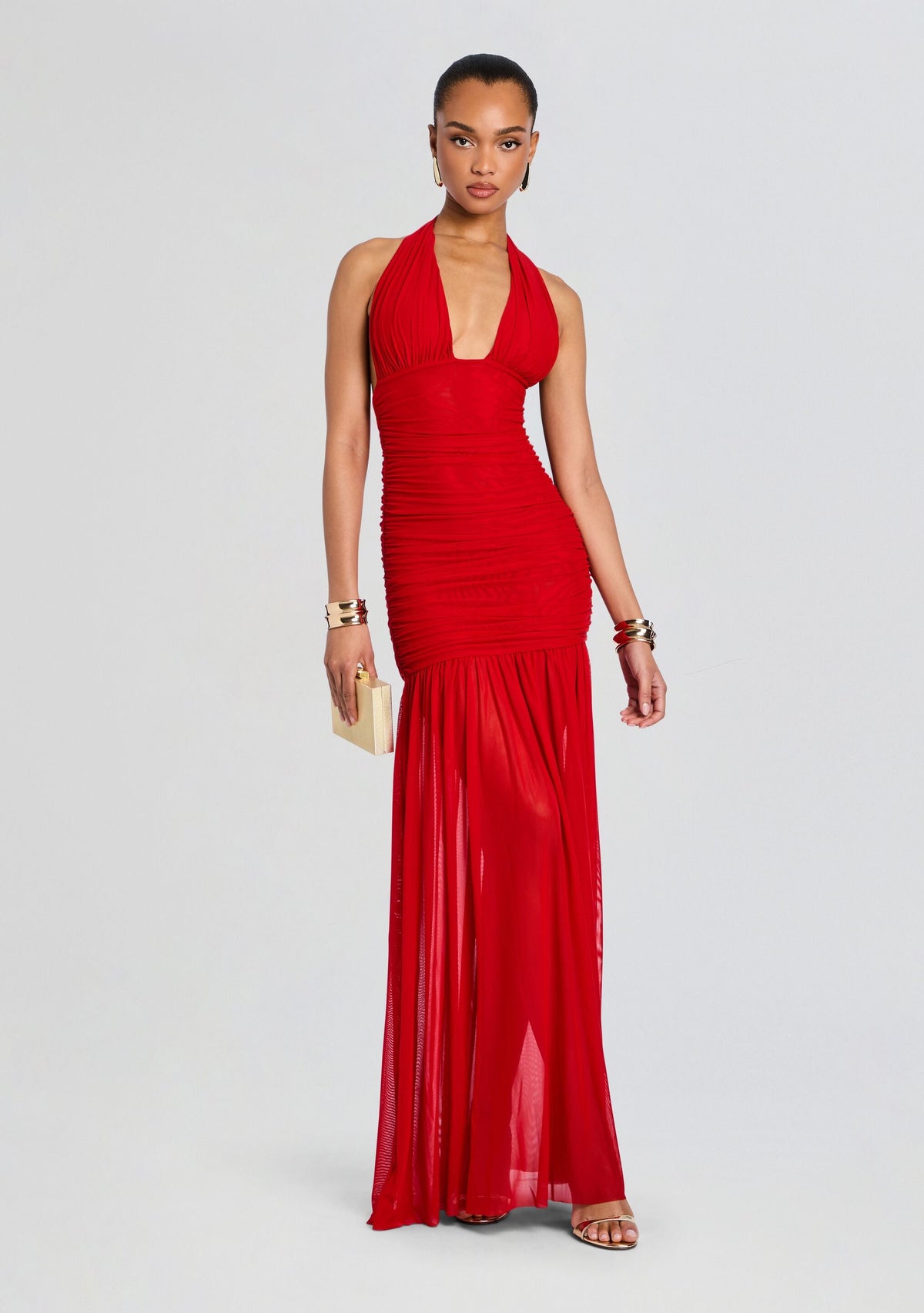 Teghan Mesh Dress by SEROYA in Derby Red, product image 1