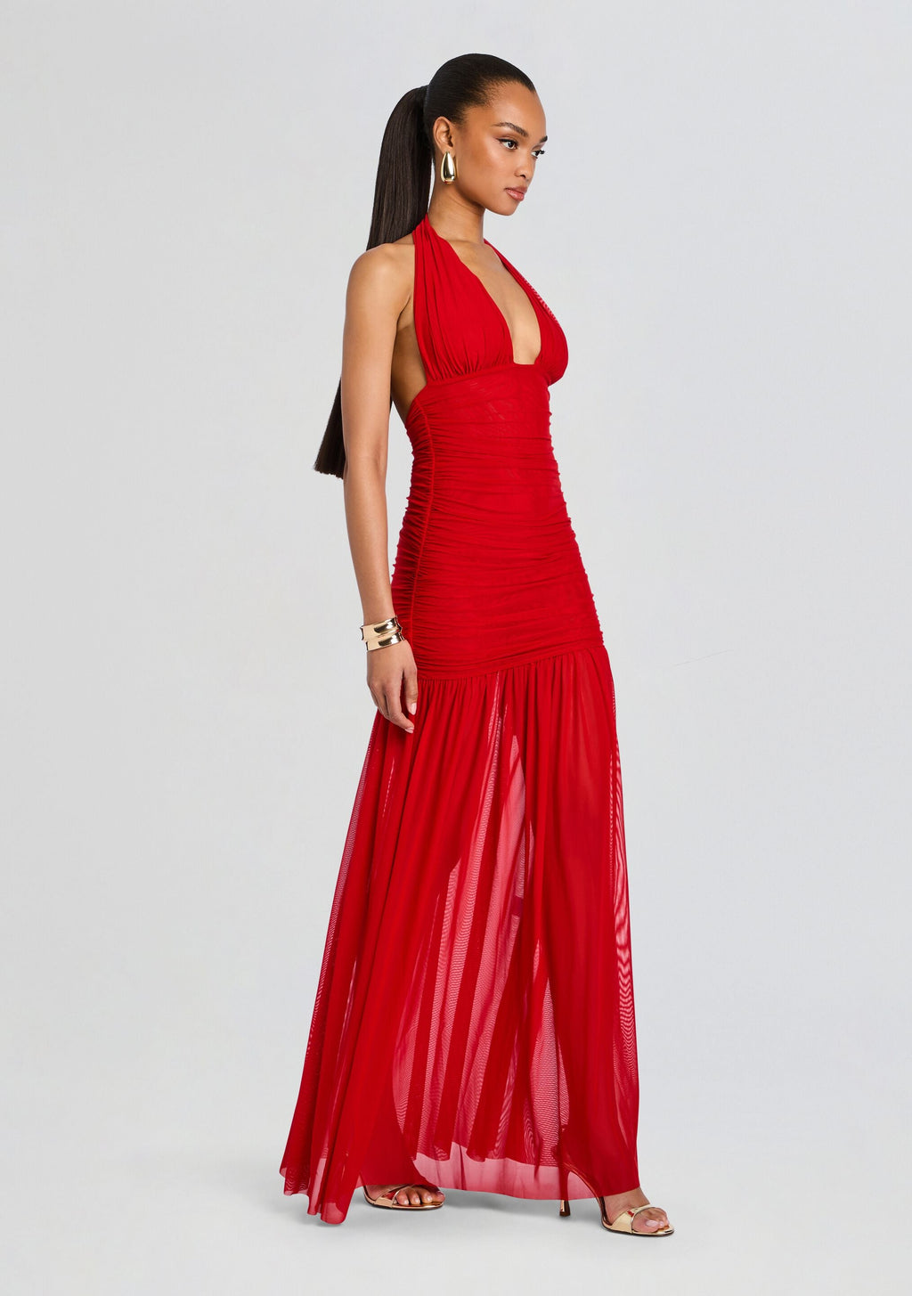 Teghan Mesh Dress by SEROYA in Derby Red, product image 3