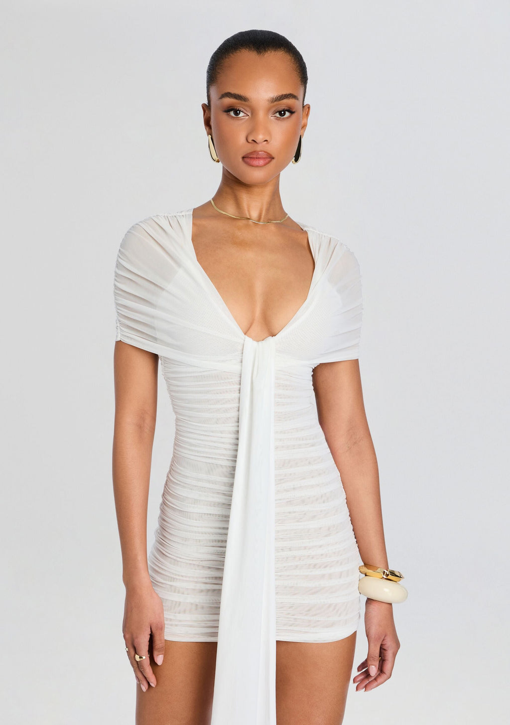 Winslow Mesh Dress by SEROYA in Eggshell, product image 5