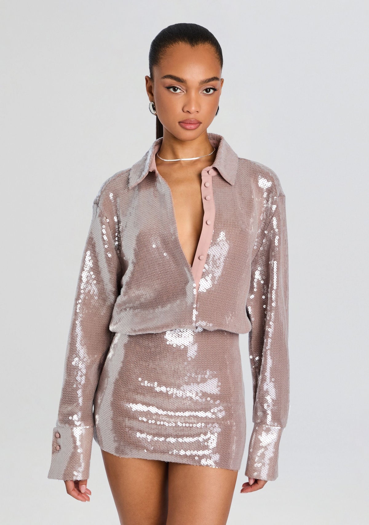 Briseis Sequin Dress by retrofête in Truffle, product image 5