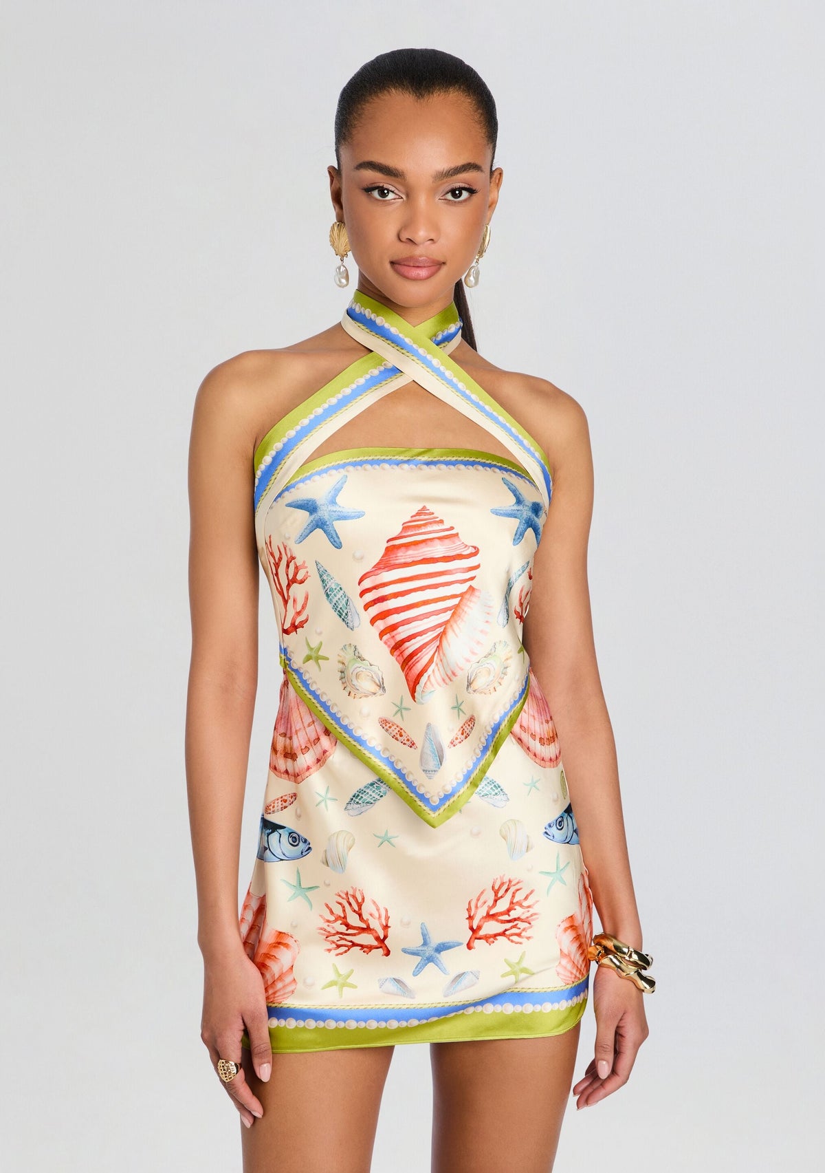 Cable Silk Mini Dress by retrofête in L'Acqua Marine, product image 5