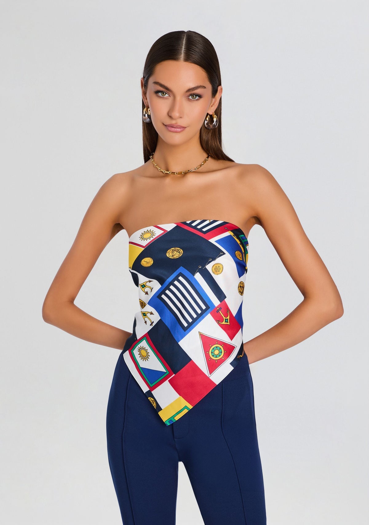 Hark Satin Top by SEROYA in Regatta, product image 1