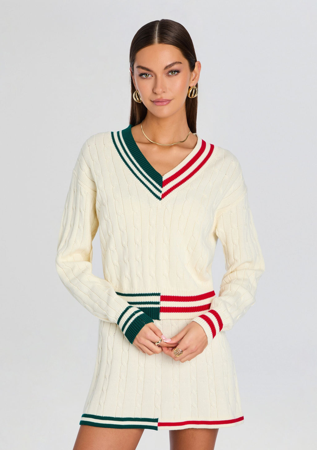 Iona Sweater by SEROYA in Eggshell Varsity, product image 1
