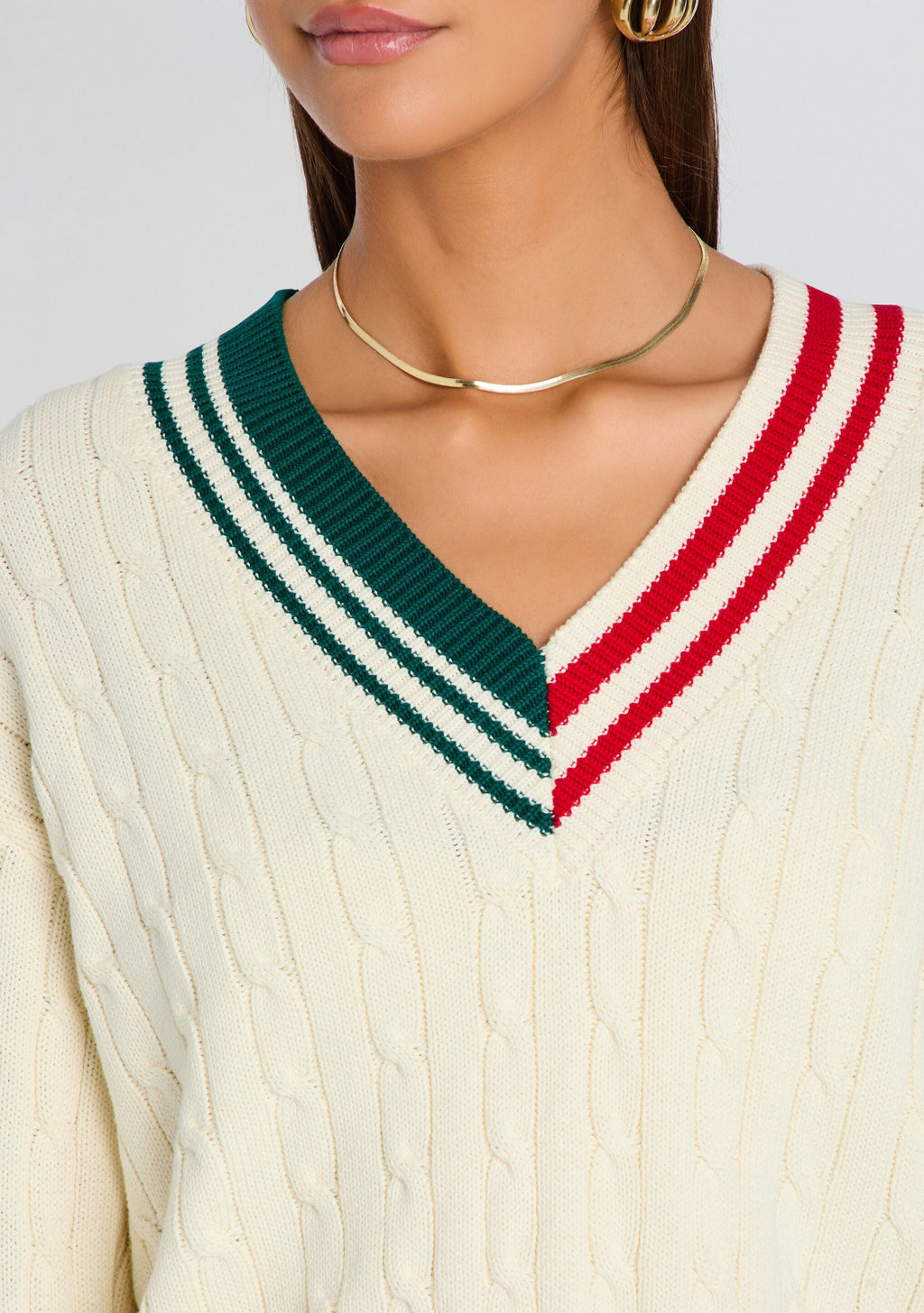 Iona Sweater by SEROYA in Eggshell Varsity, product image 3