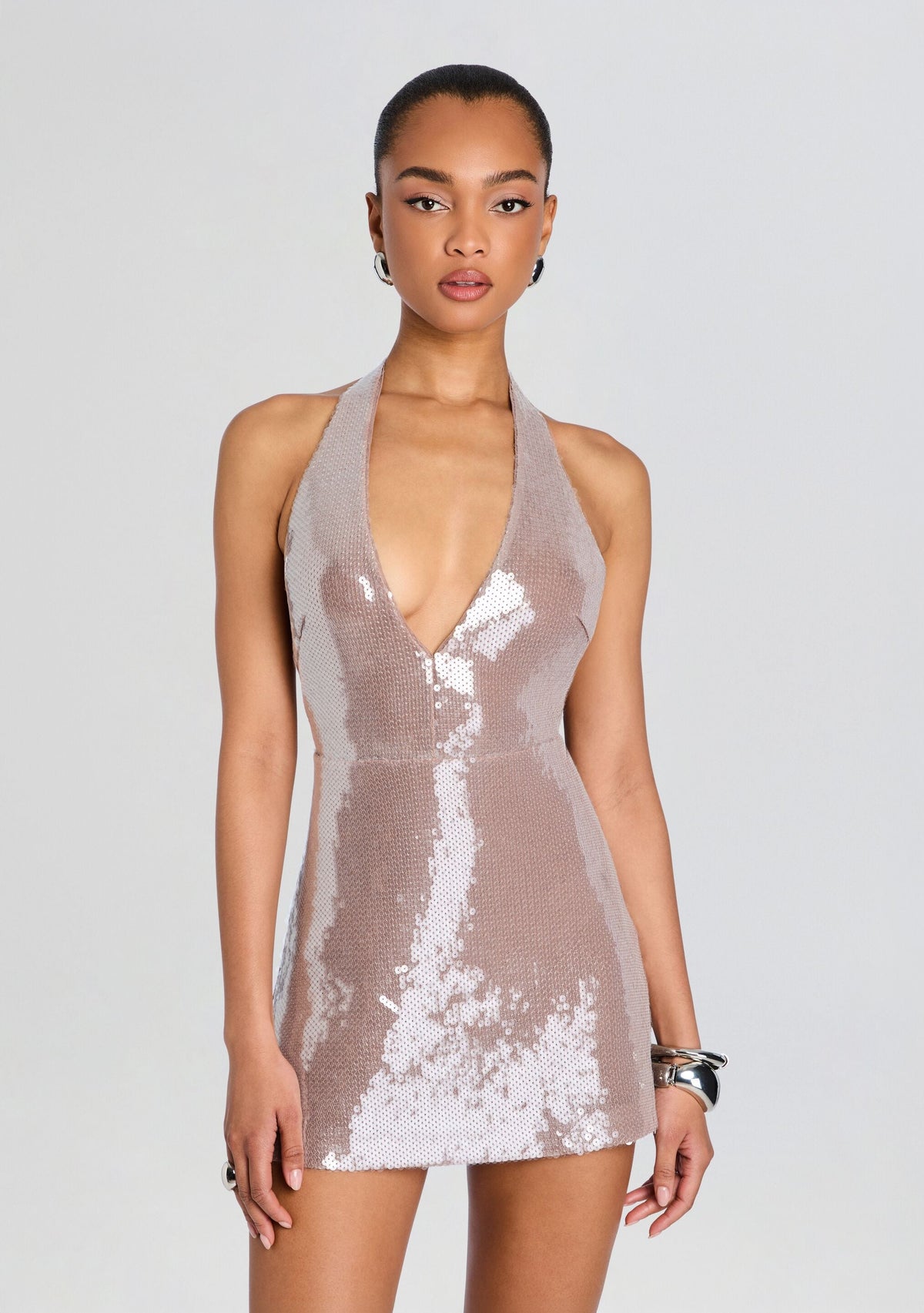 Orchida Sequin Dress by retrofête in Truffle, product image 5