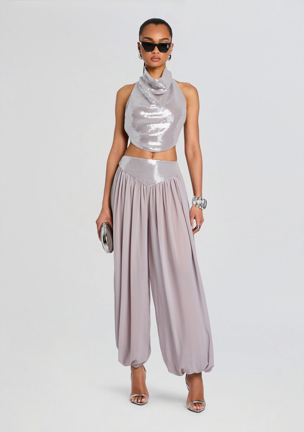 Pyna Sequin Top by retrofête in Greige, product image 2