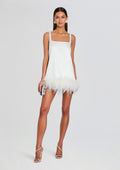 Ragna Feather Dress by retrofête in White, product image 1