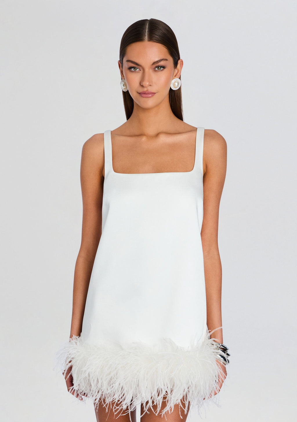 Ragna Feather Dress by retrofête in White, product image 5