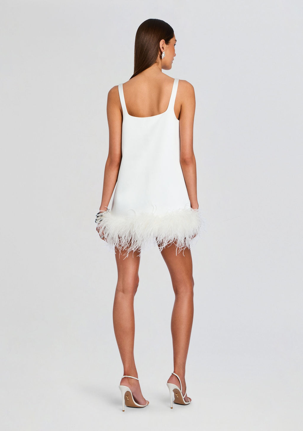 Ragna Feather Dress by retrofête in White, product image 4