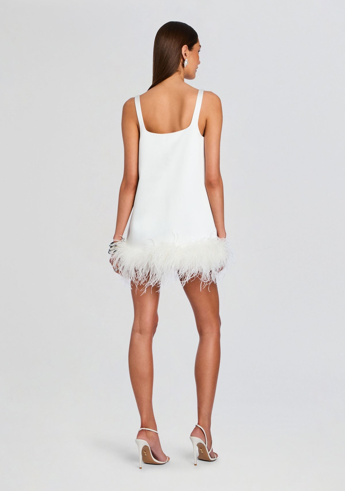 Ragna Feather Dress by retrofête in White, product image 4