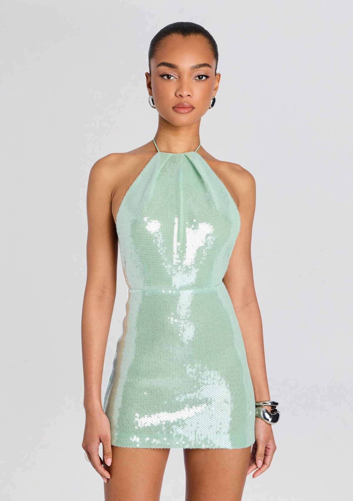 Tulip Sequin Dress by retrofête in Matcha, product image 5
