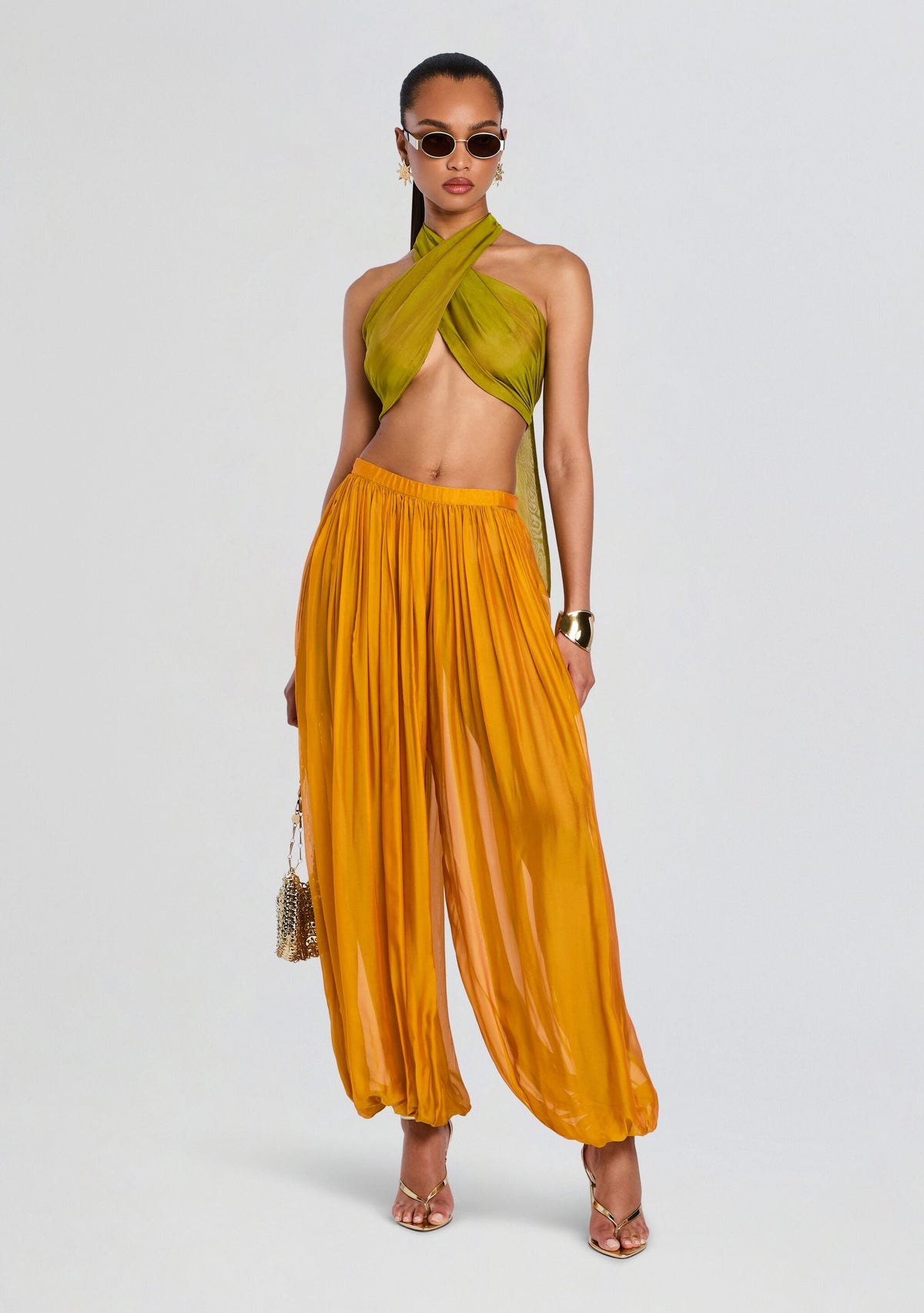 Fable Chiffon Top by retrofête in Iridescent Dijon, product image 2