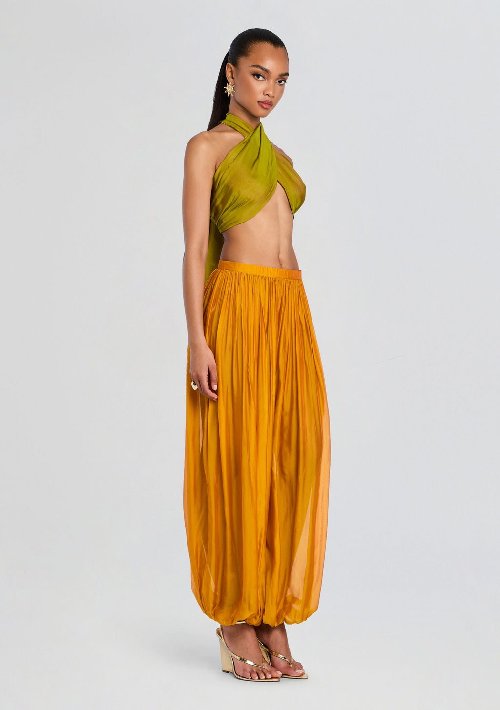 Fable Chiffon Top by retrofête in Iridescent Dijon, product image 4