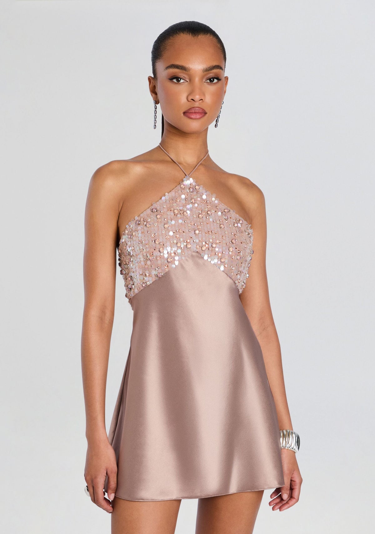 Jeanne Embellished Dress by retrofête in Truffle, product image 5