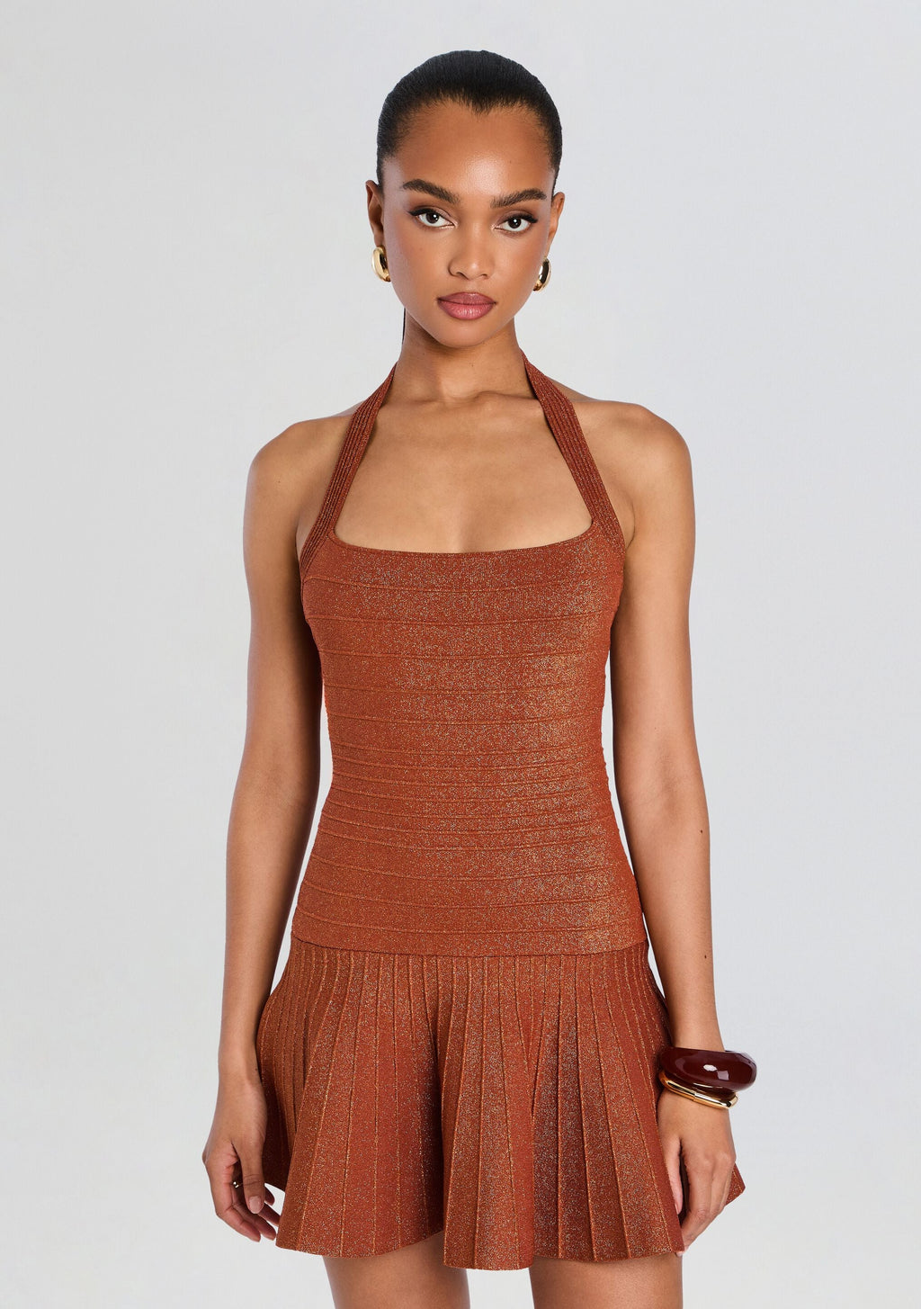 Serenna Knit Dress by retrofête in Metallic Rust, product image 5