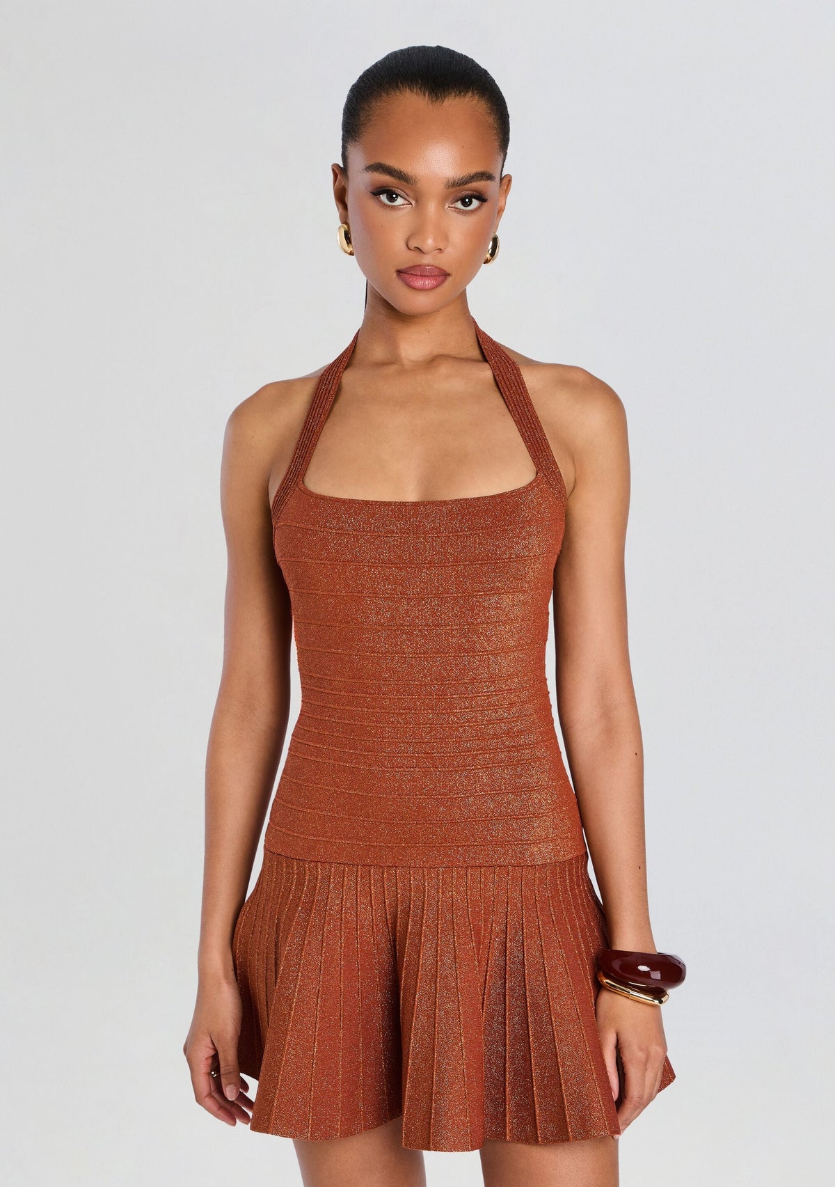 Serenna Knit Dress by retrofête in Metallic Rust, product image 5