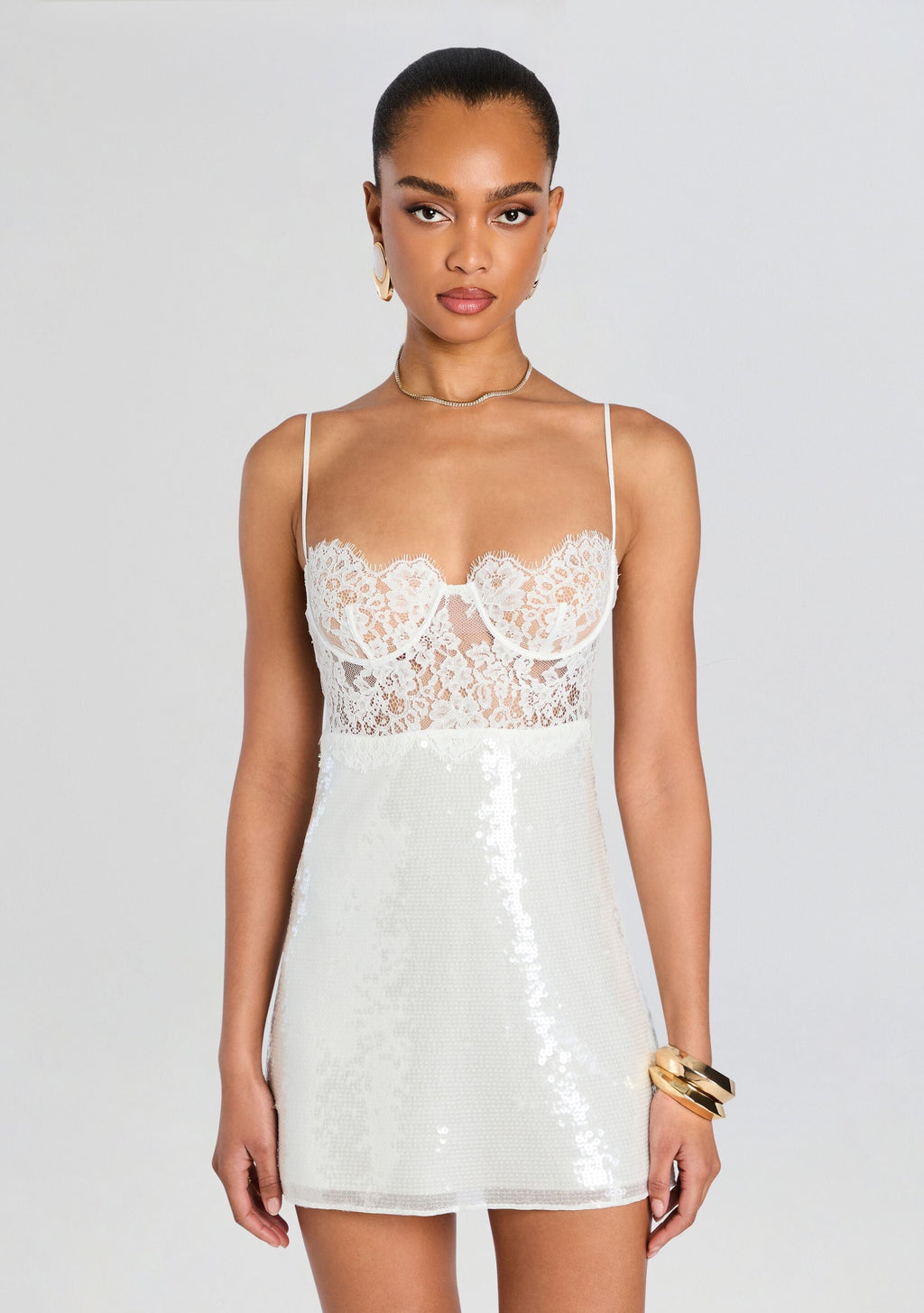Alixandra Sequin Dress by retrofête in White, product image 5