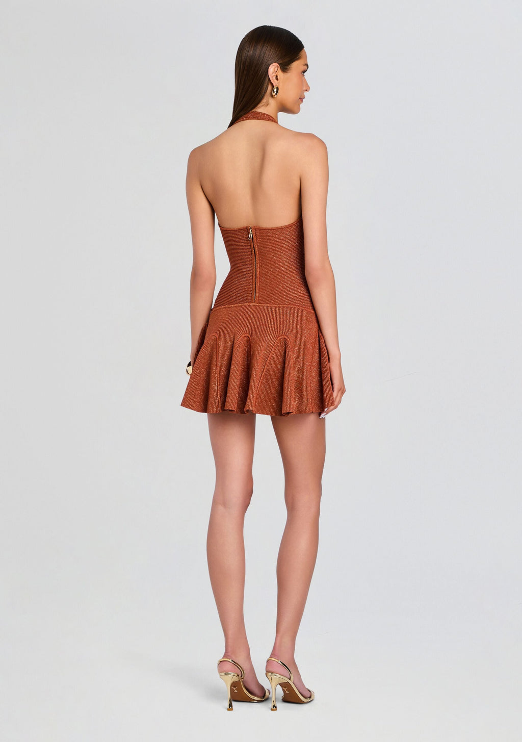 Azelma Knit Dress by retrofête in Metallic Rust, product image 4