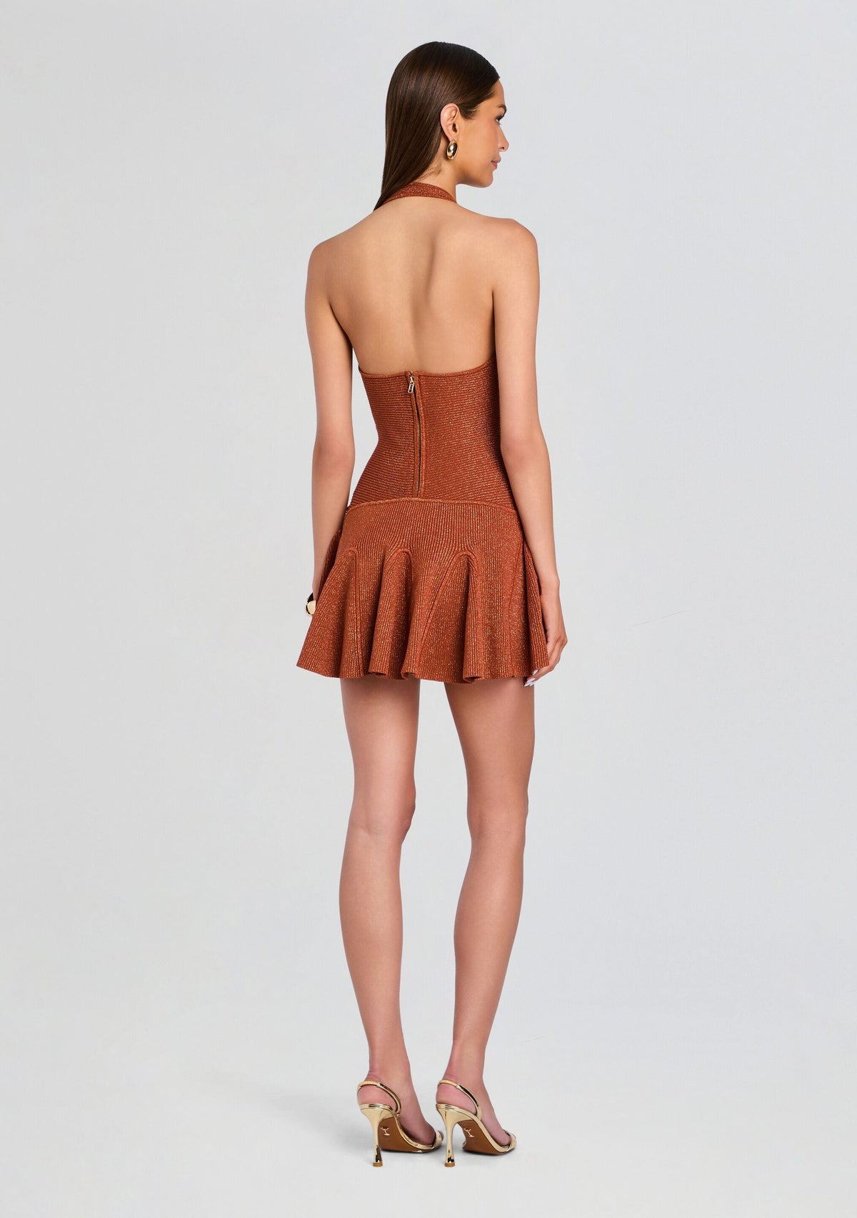 Azelma Knit Dress by retrofête in Metallic Rust, product image 4