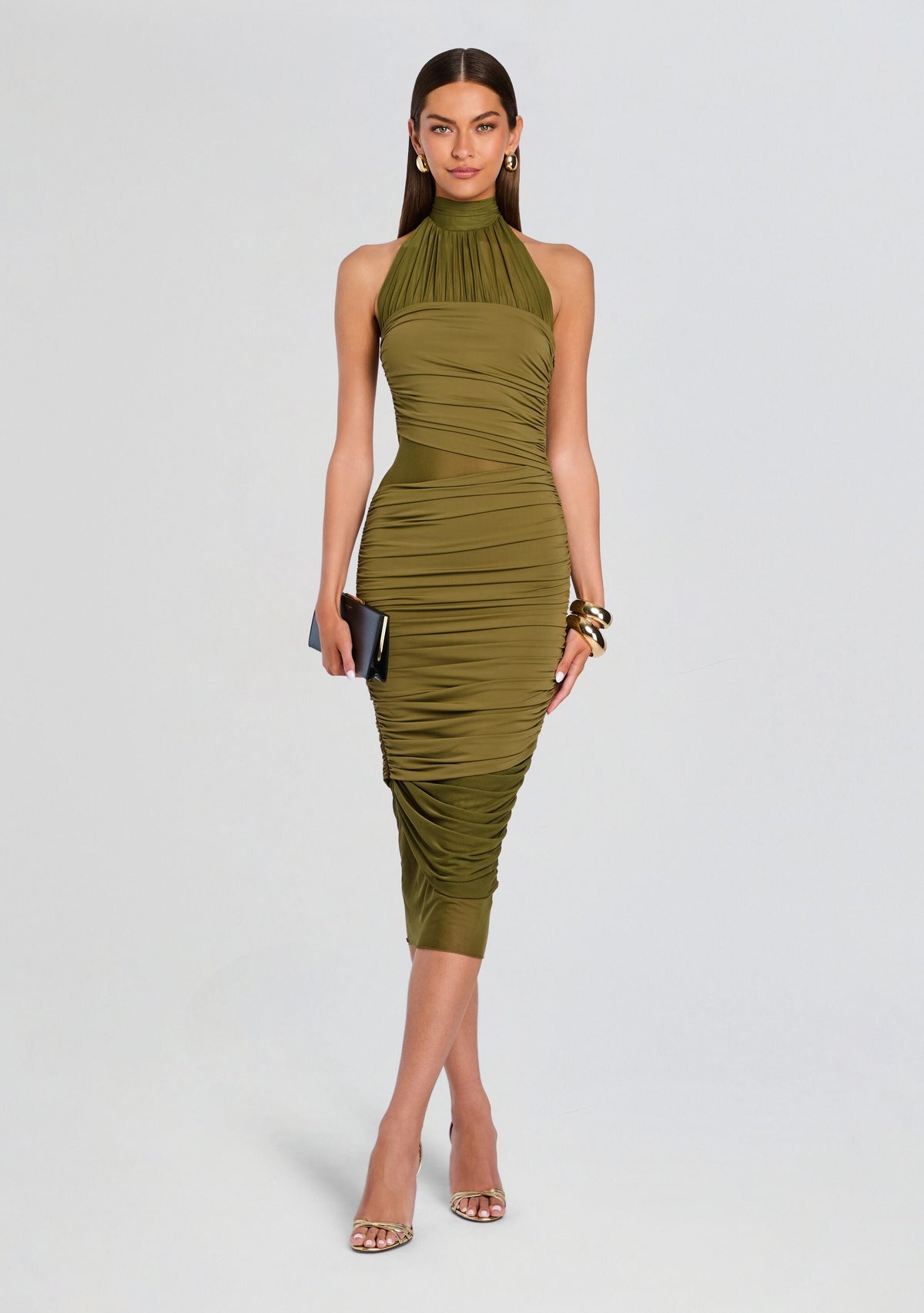 Esmee Midi Dress by SEROYA in Olivewood, product image 1
