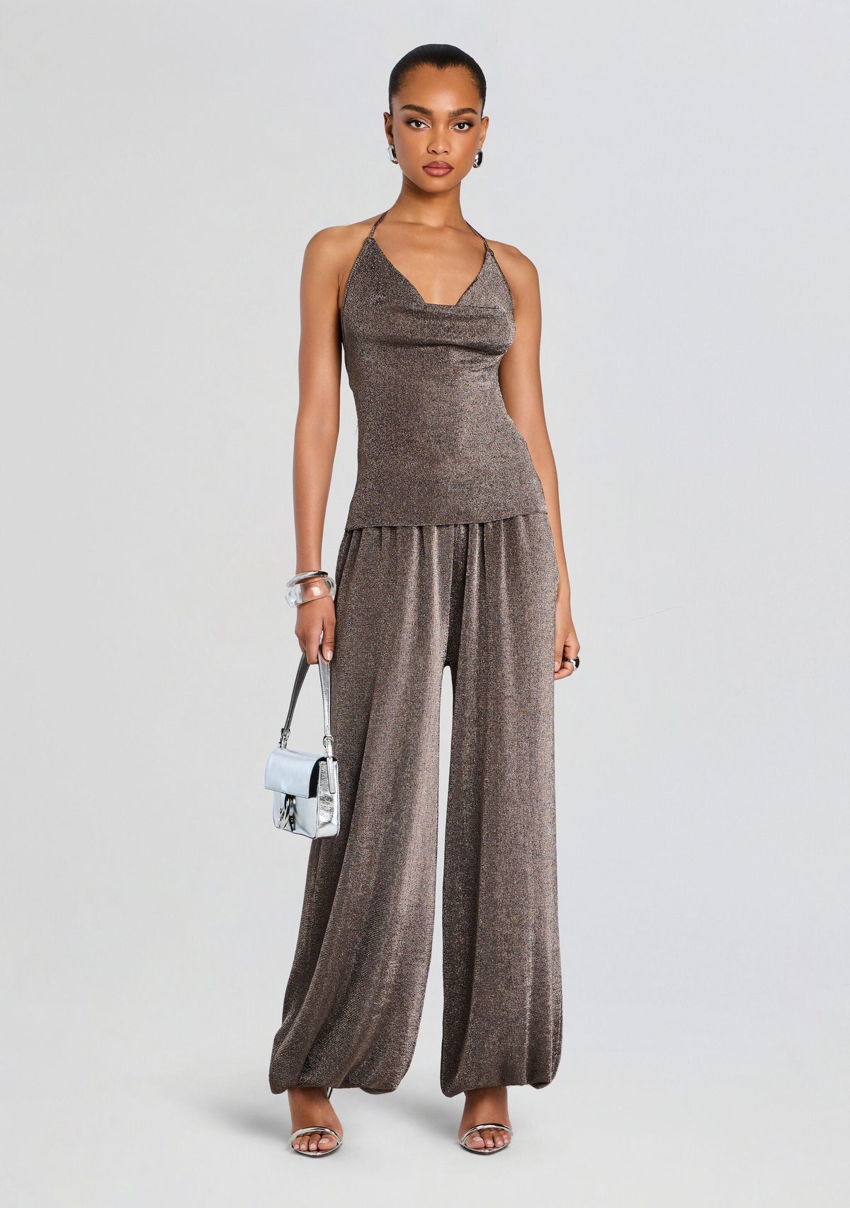 Esmerelda Metallic Knit Pant by SEROYA in Granite, product image 5