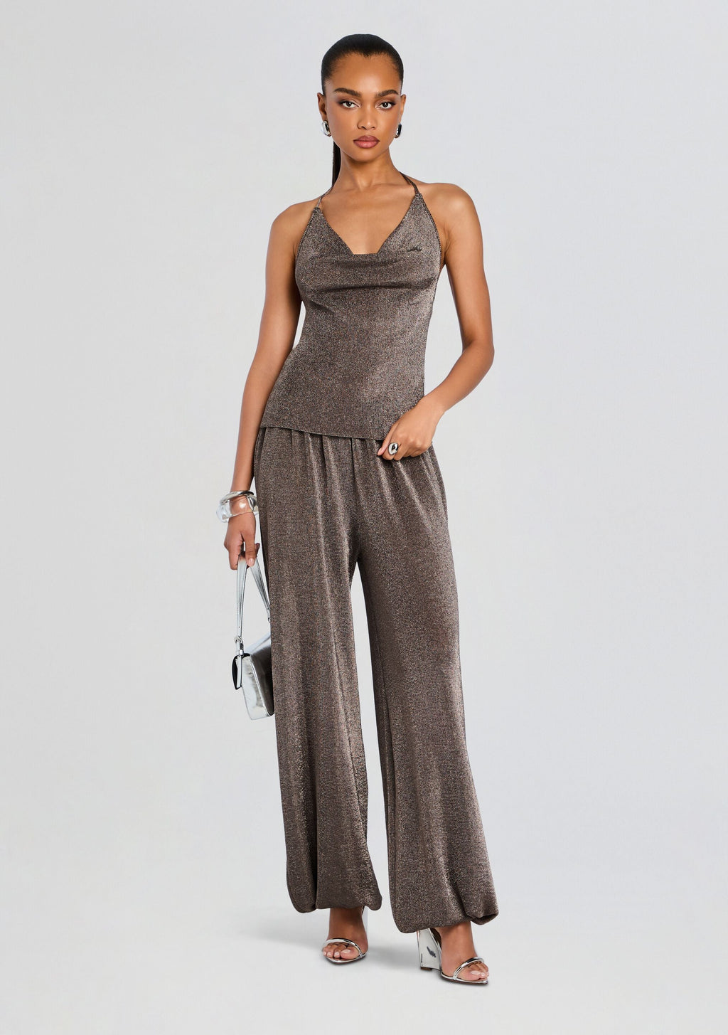 Esmerelda Metallic Knit Top by SEROYA in Granite, product image 2