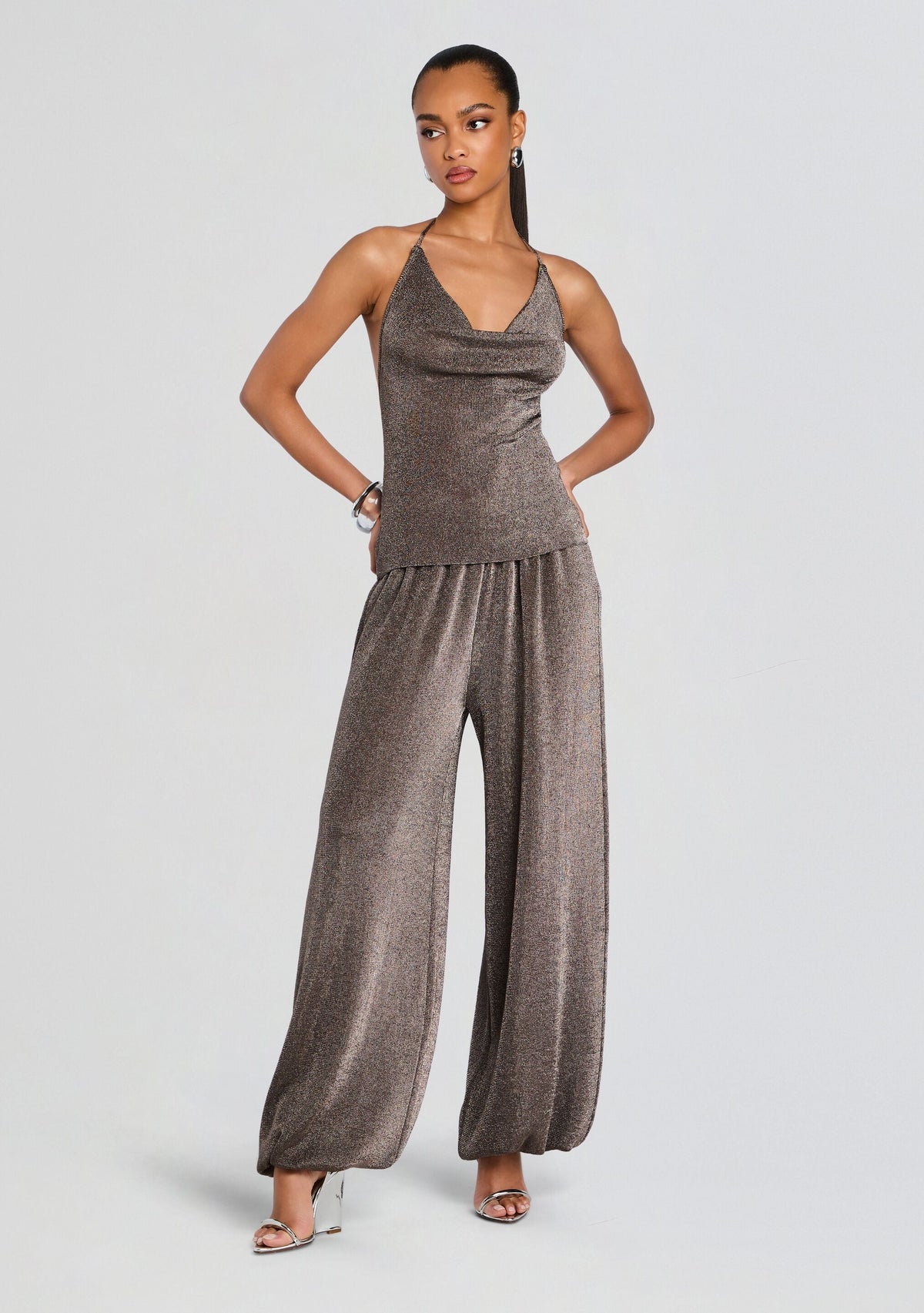 Esmerelda Metallic Knit Top by SEROYA in Granite, product image 5