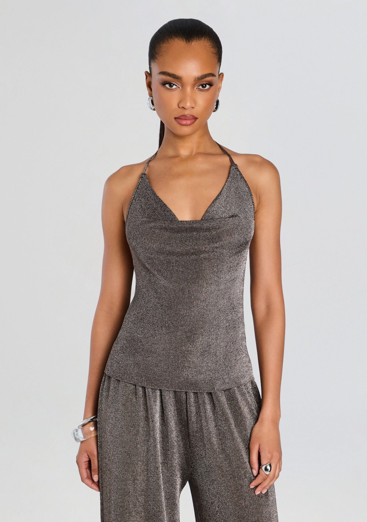 Esmerelda Metallic Knit Top by SEROYA in Granite, product image 1