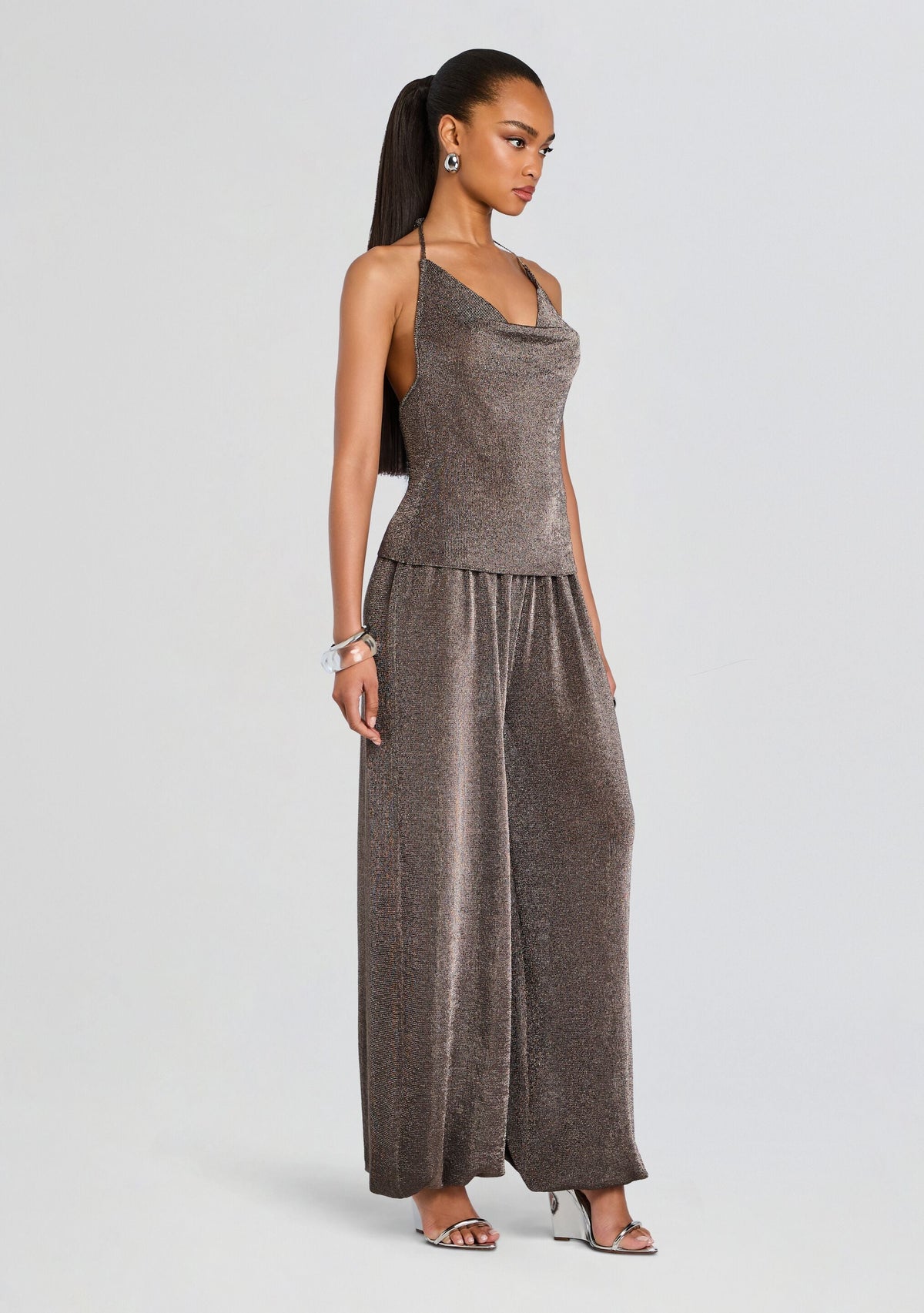 Esmerelda Metallic Knit Pant by SEROYA in Granite, product image 4