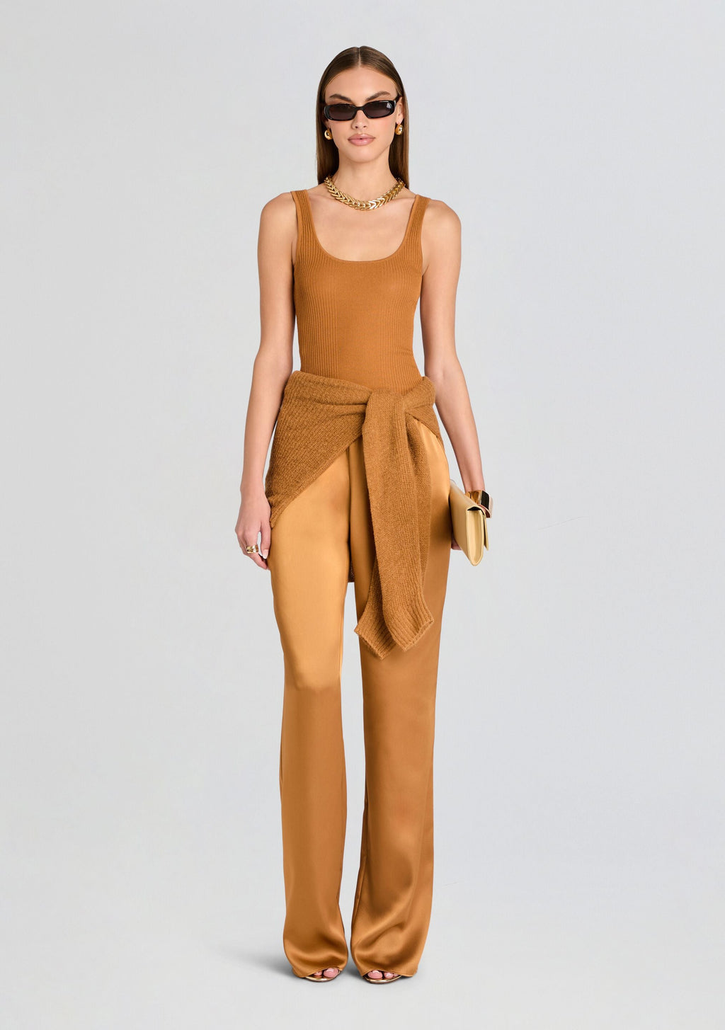 Lillian Satin Pant by SEROYA in Dune, product image 2