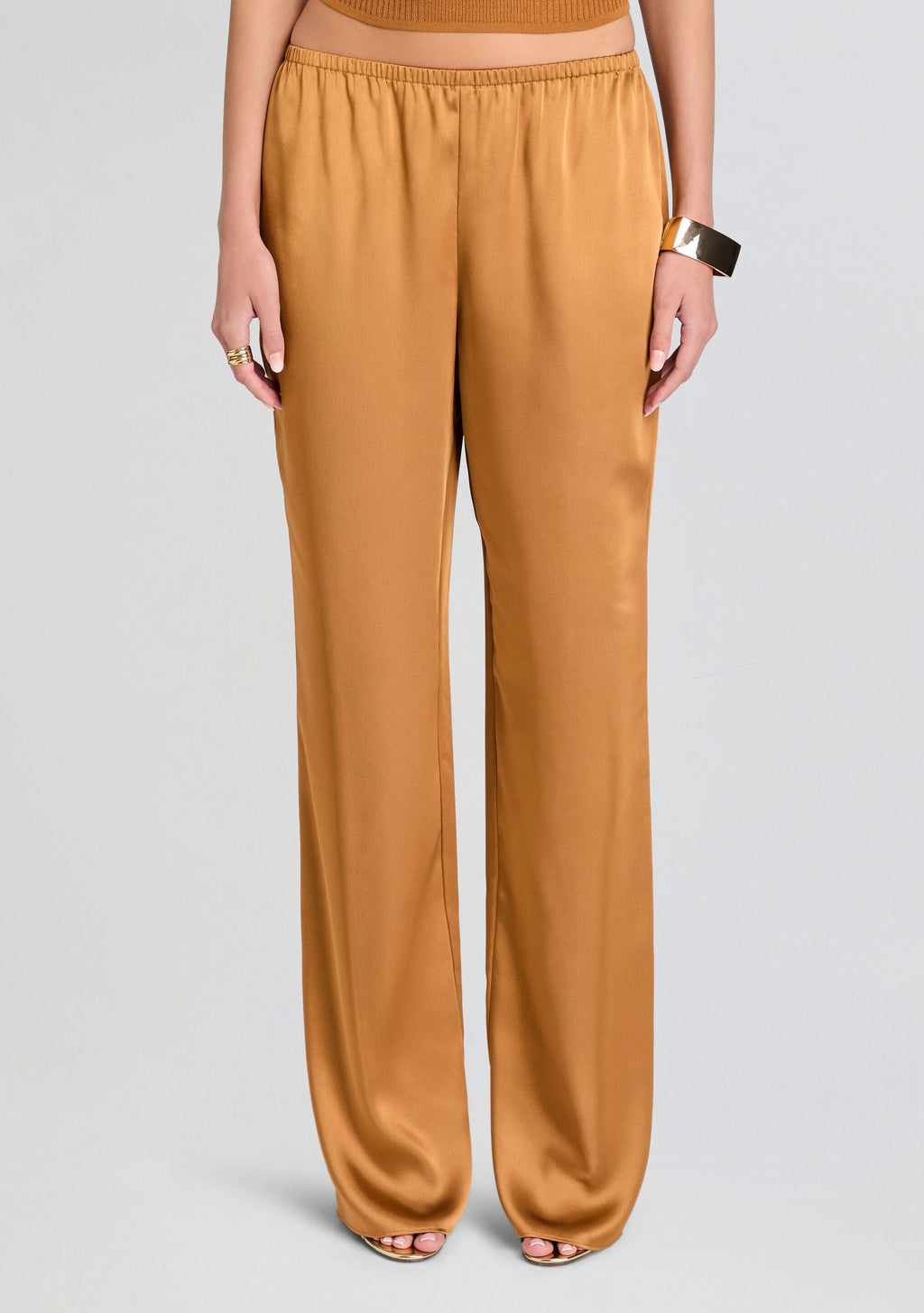 Lillian Satin Pant by SEROYA in Dune, product image 1