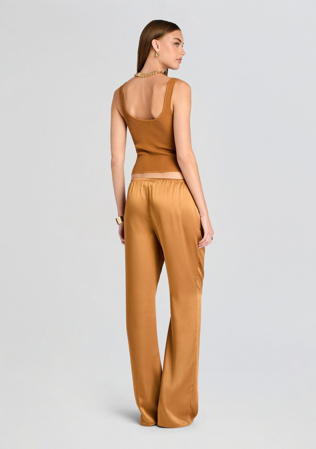 Lillian Satin Pant by SEROYA in Dune, product image 5