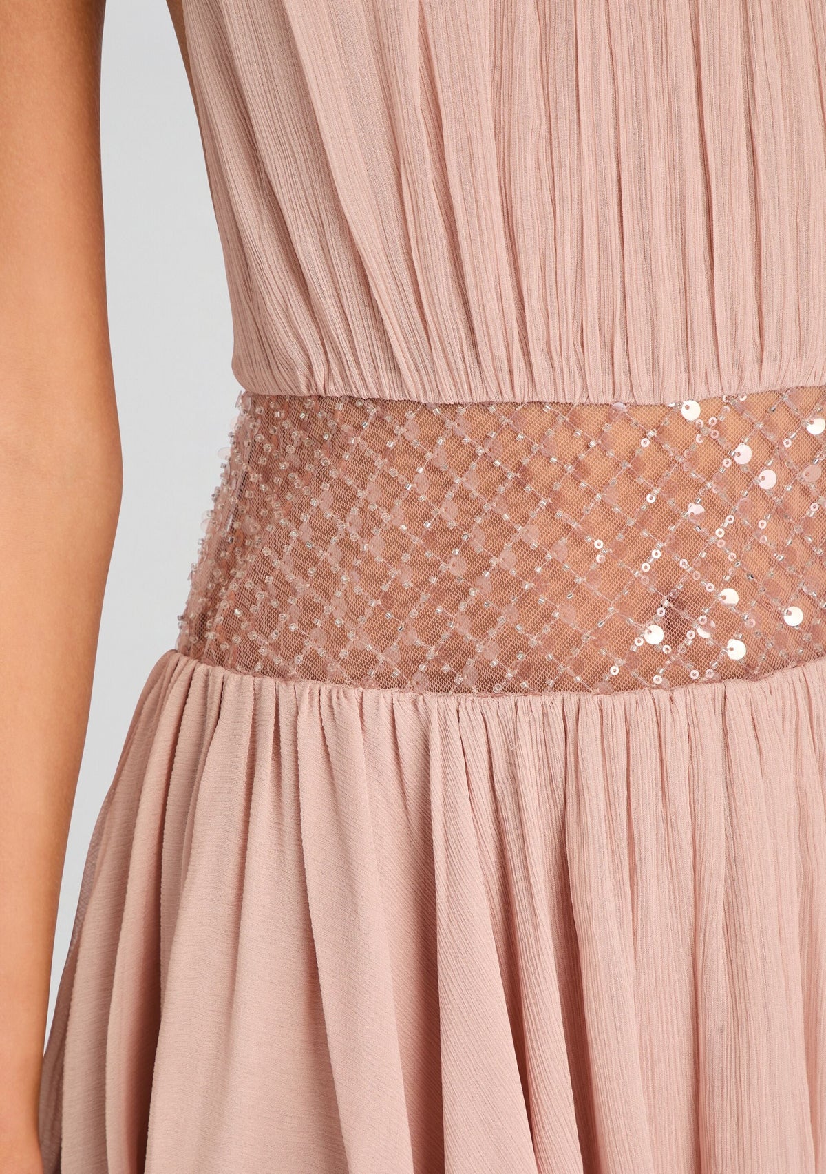 Daly Sequin Chiffon Dress by retrofête in Truffle, product image 2
