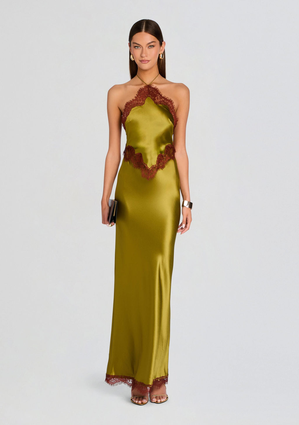 Everly Lace Dress by retrofête in Basil/Cigar, product image 1
