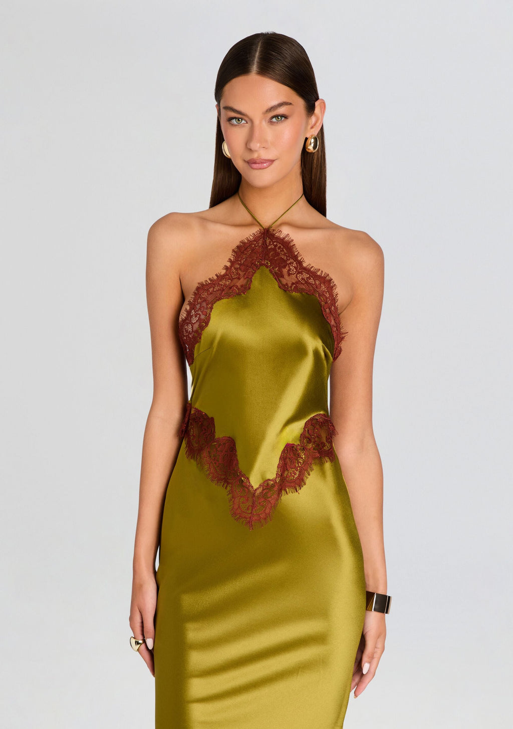 Everly Lace Dress by retrofête in Basil/Cigar, product image 5