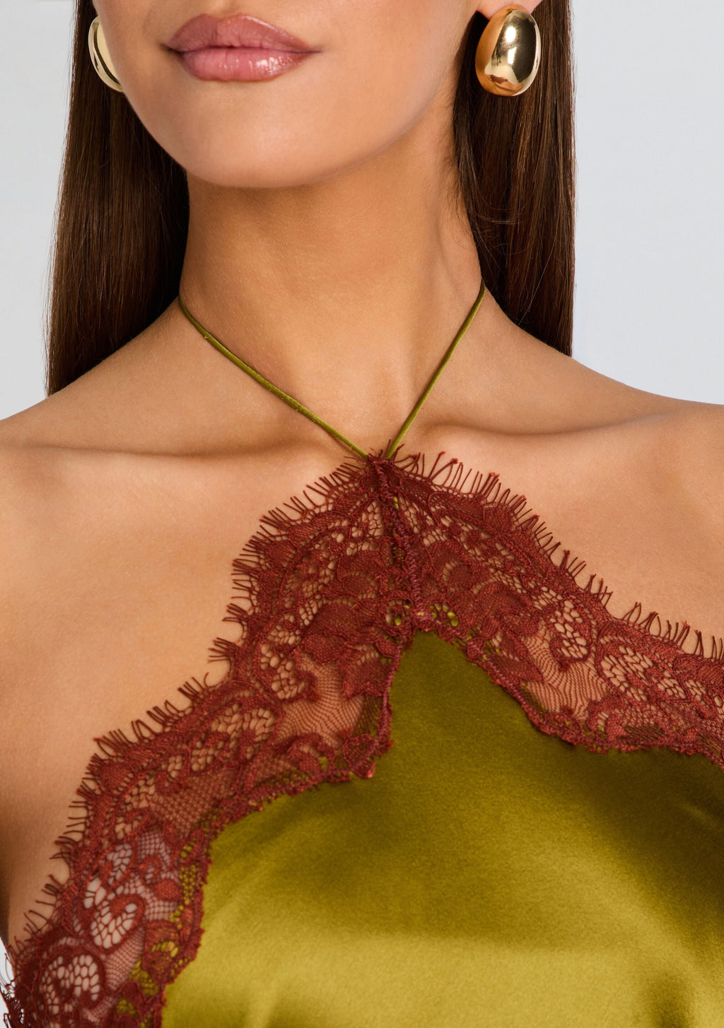 Everly Lace Dress by retrofête in Basil/Cigar, product image 2