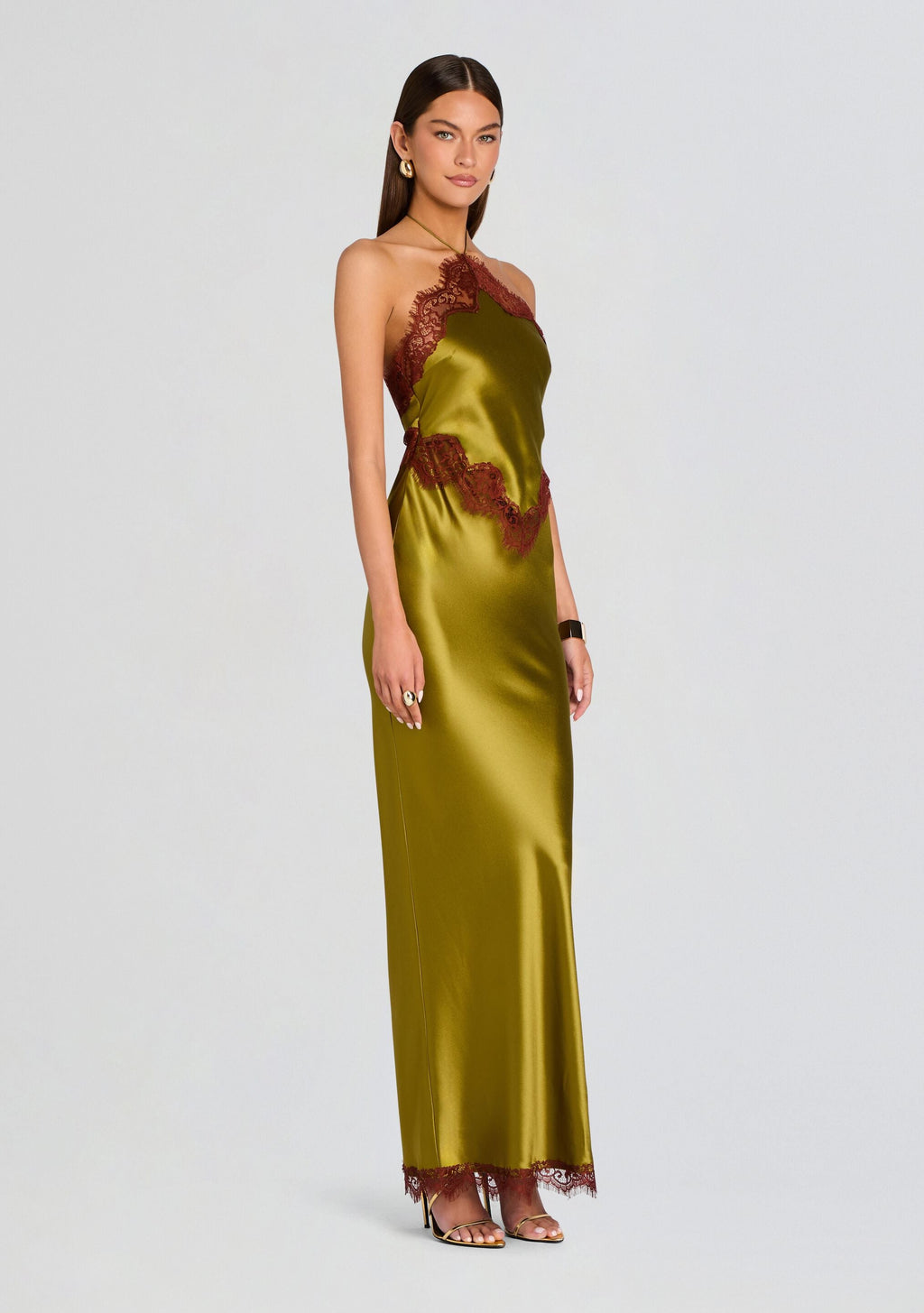Everly Lace Dress by retrofête in Basil/Cigar, product image 3