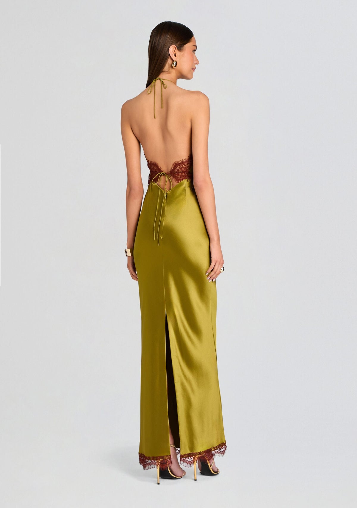 Everly Lace Dress by retrofête in Basil/Cigar, product image 4