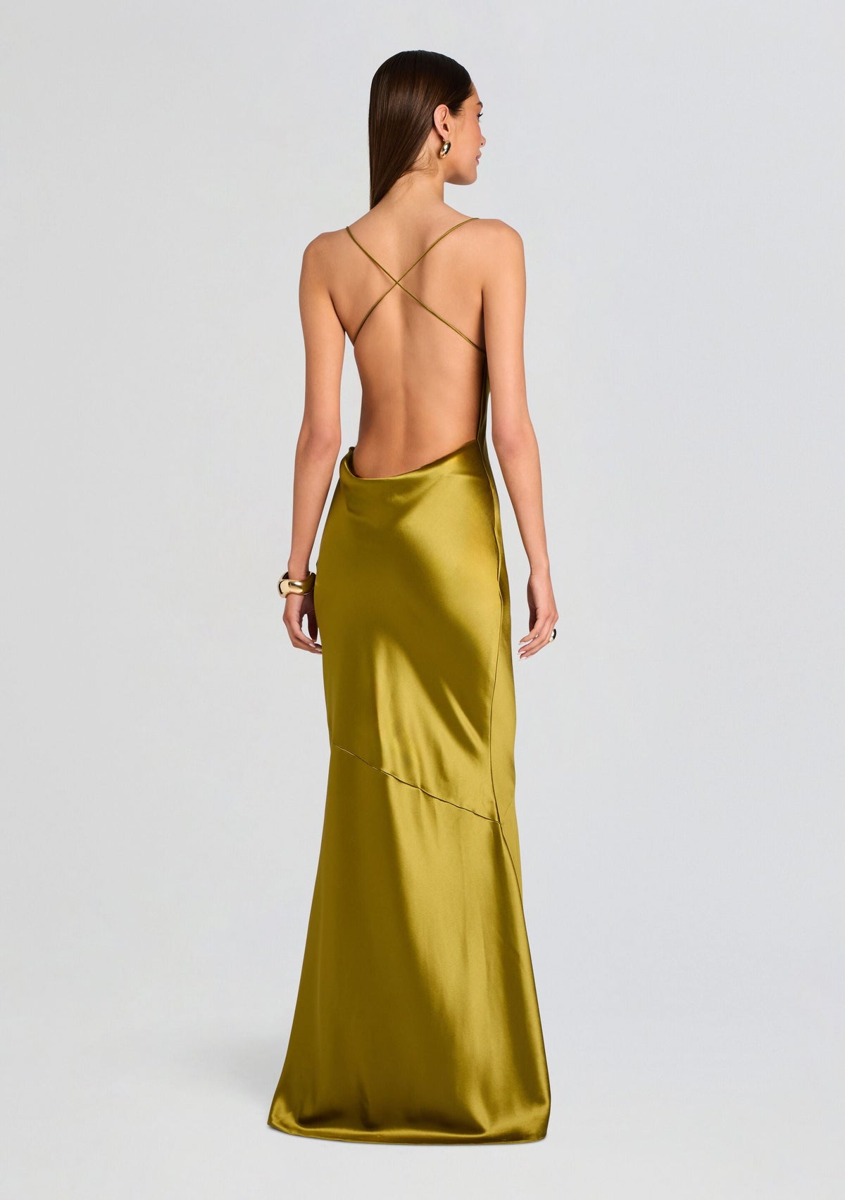 Lukka Satin Dress by retrofête in Basil, product image 4