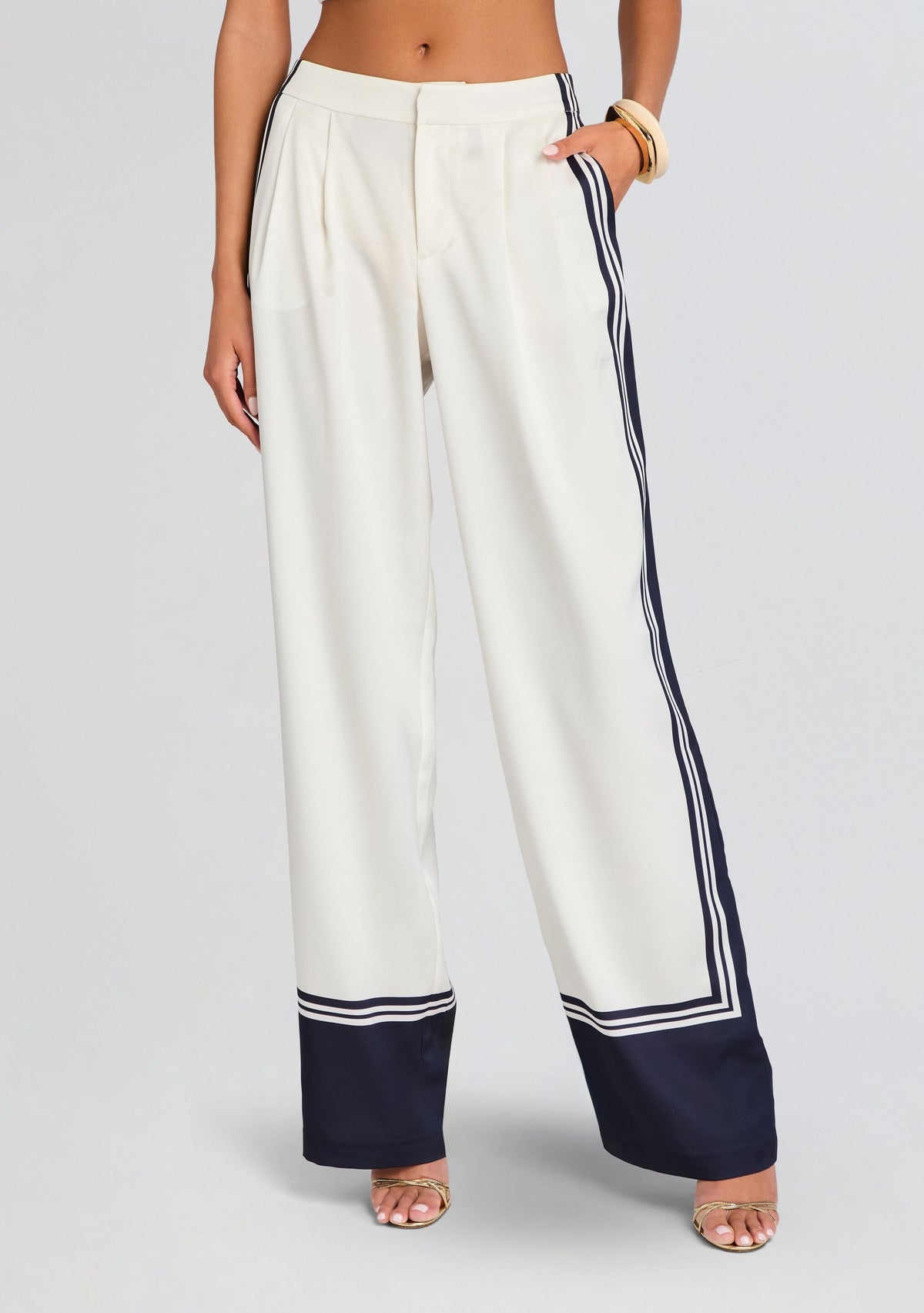 Marlowe Satin Pant by SEROYA in Navy Tile, product image 1