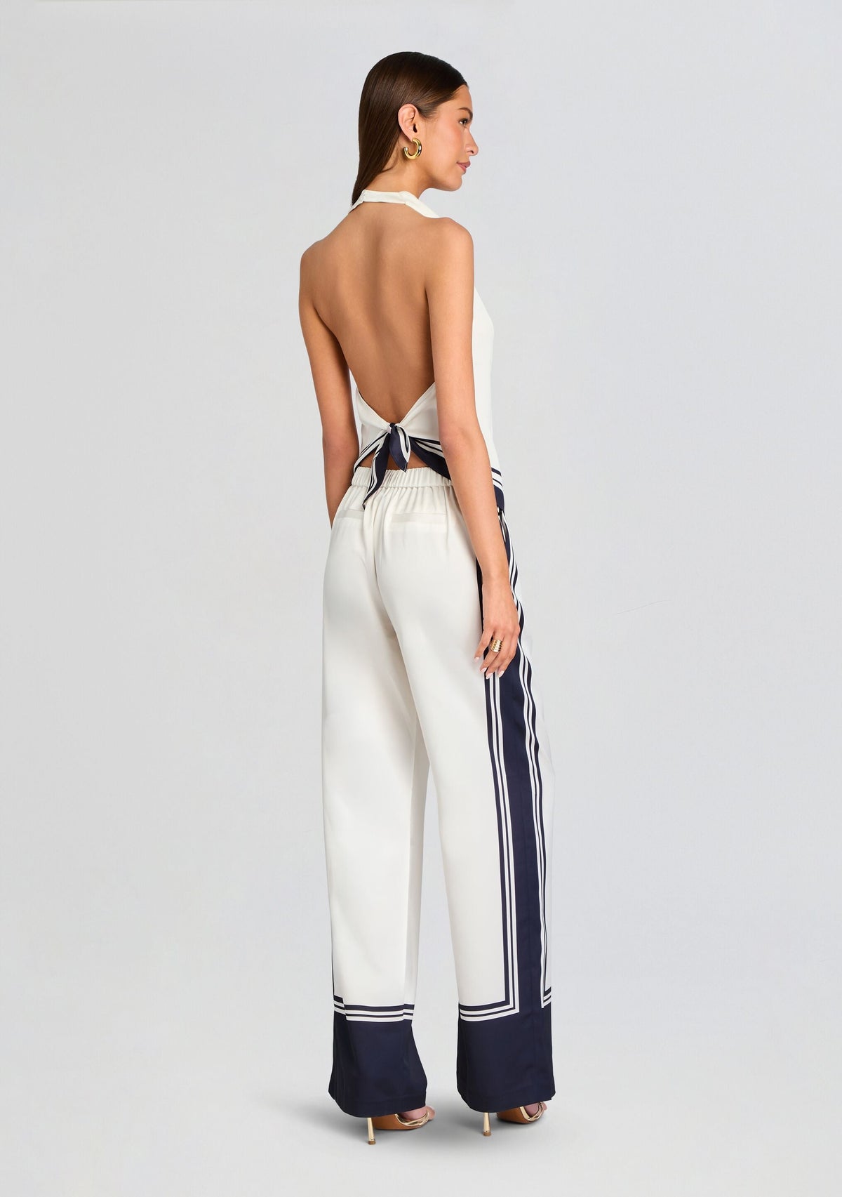 Marlowe Satin Pant by SEROYA in Navy Tile, product image 5